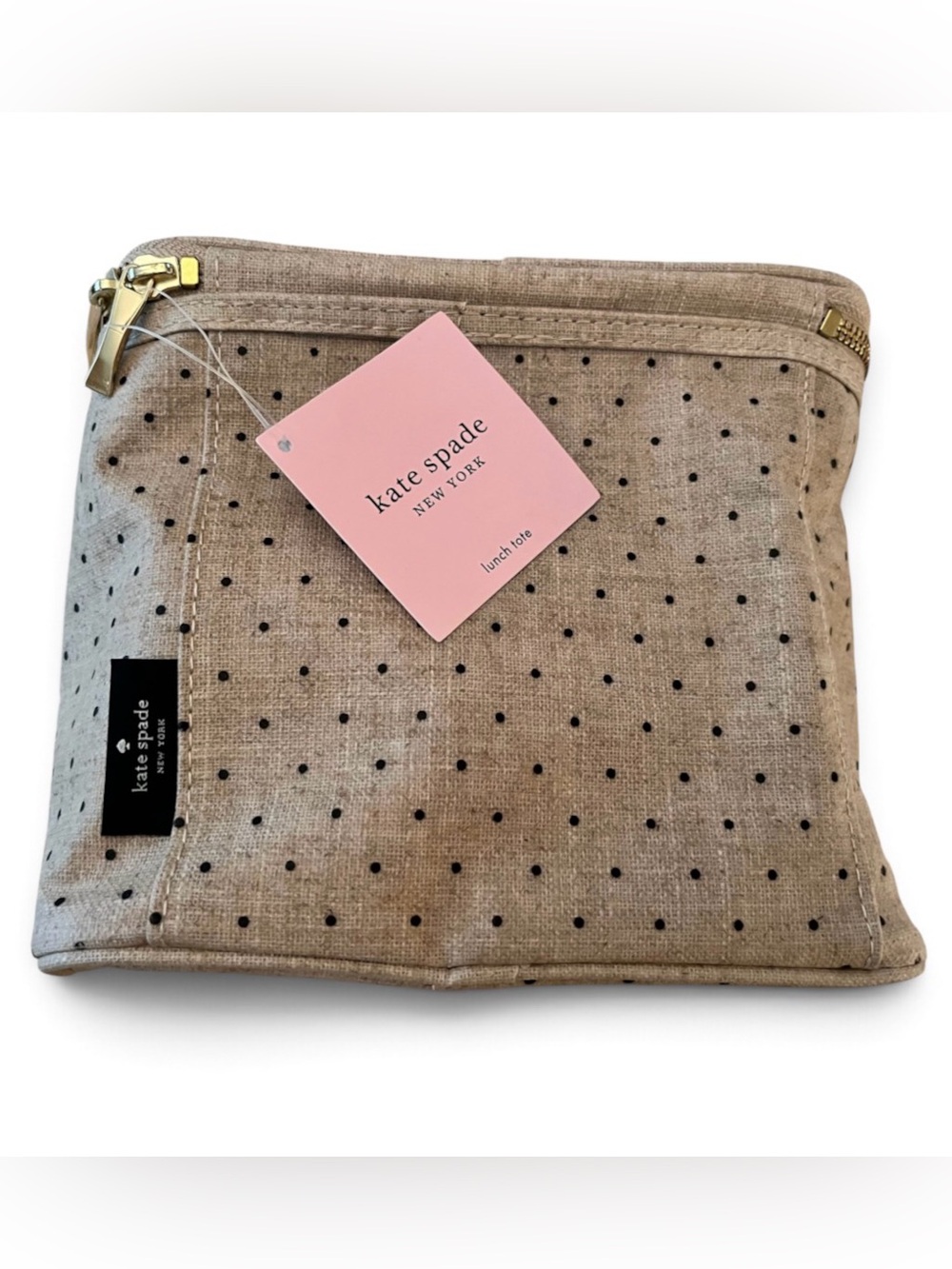 KateSpade 'Out to Lunch' Beige Polka Dot Lunch Tote - Picture 3 of 11